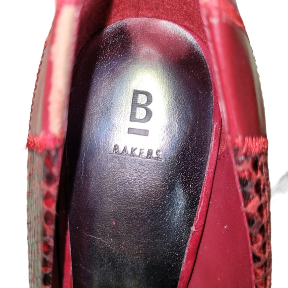 Baker Red Patches Stack Stiletto Heel Square Toe Vintage - Picture 6 of 8